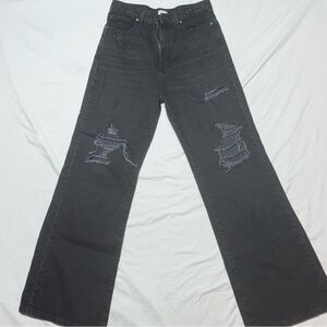 West Of Melrose Black Distressed Wide-Leg Jeans